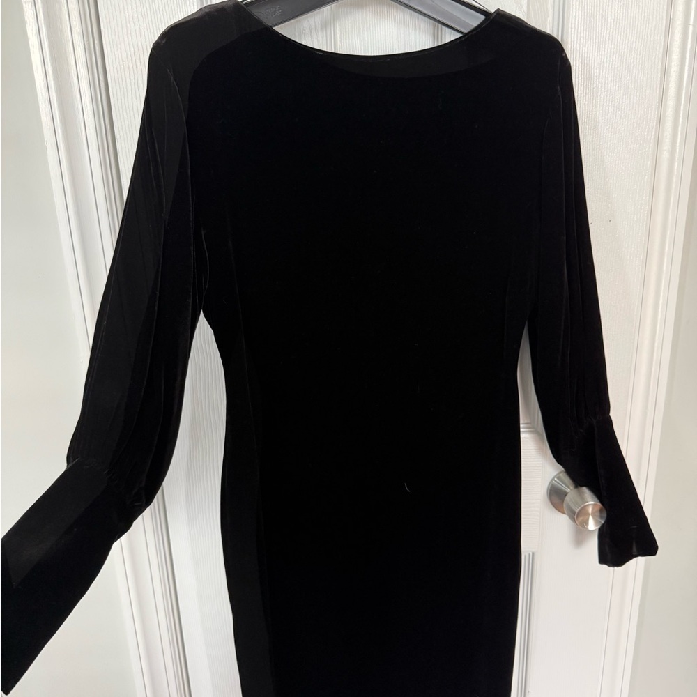 Ralph Lauren Black Velvet Long-Sleeve Dress